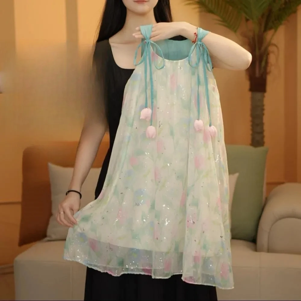 女童连衣裙儿童夏装服装碎花新款洋气宝宝夏季吊带裙超仙网红裙子