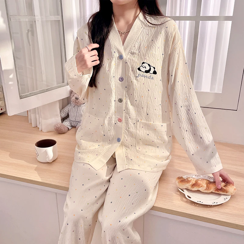 【云朵棉皱布-春夏薄款】月子服产后孕妇哺乳睡衣产妇家居服哺乳衣