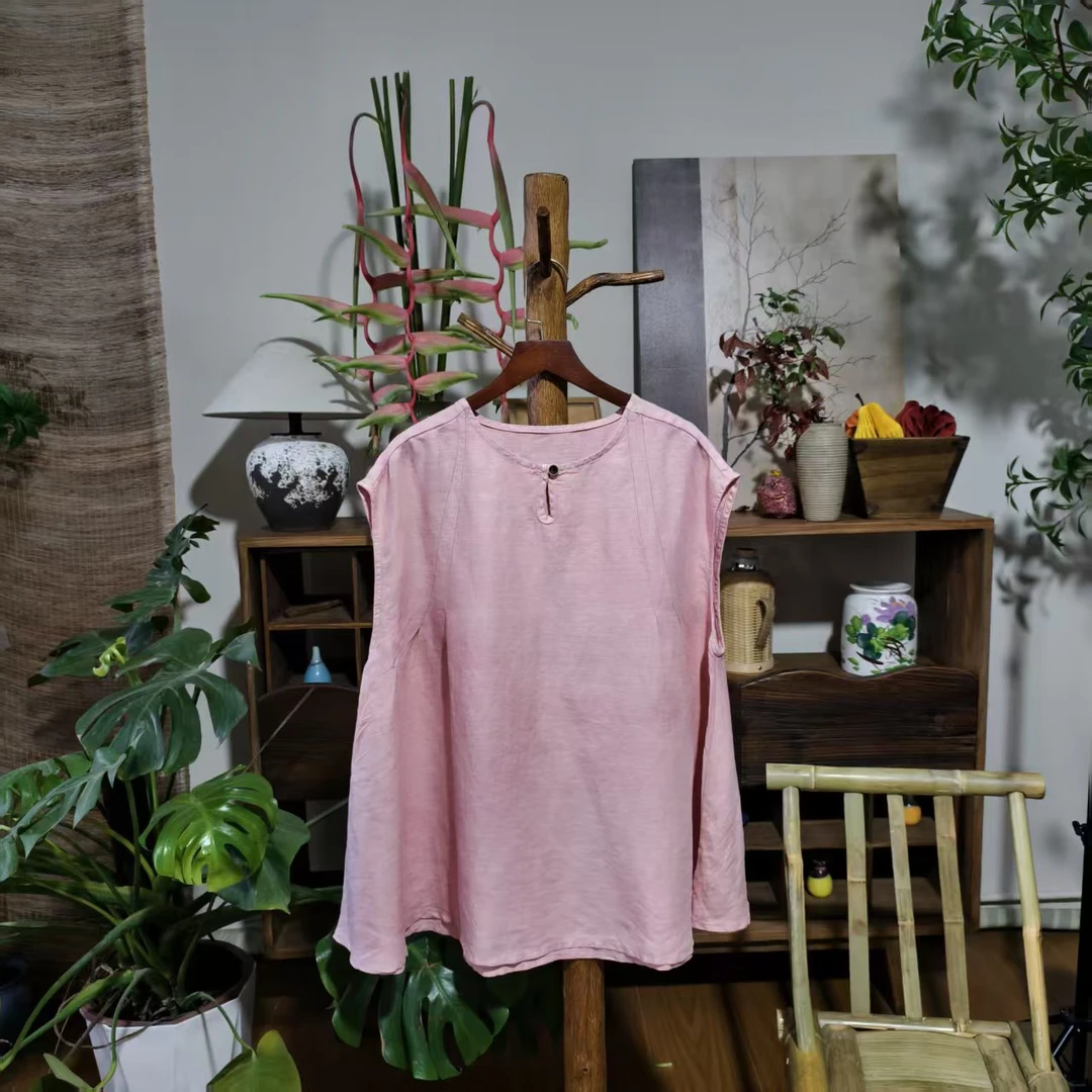 【大梅子推荐】设计款亚麻一粒扣背心X5619A