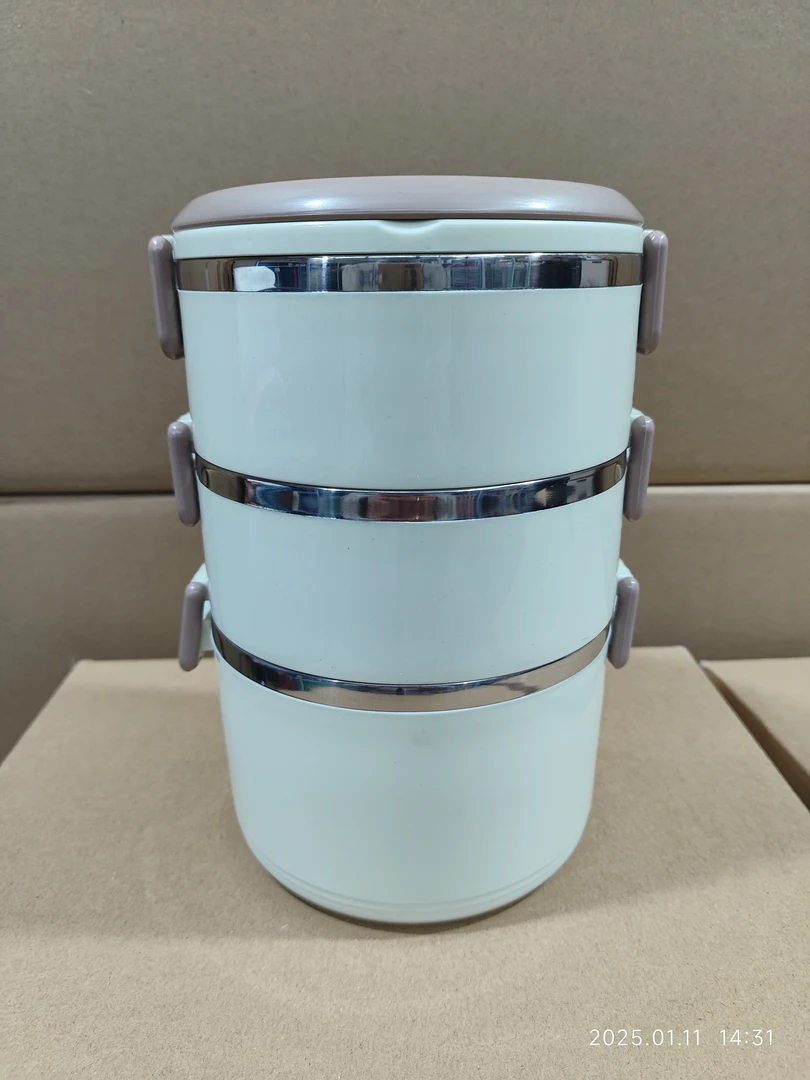 食品级不锈钢大容量三层保温饭盒带盖