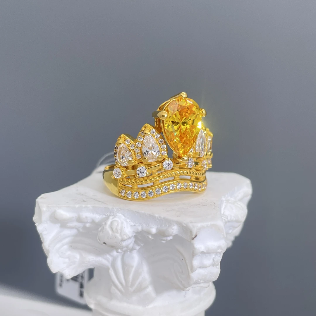 【618钜惠】璀璨皇冠-足金999黄金镶嵌戒指2.79-2.8-克净金重活口