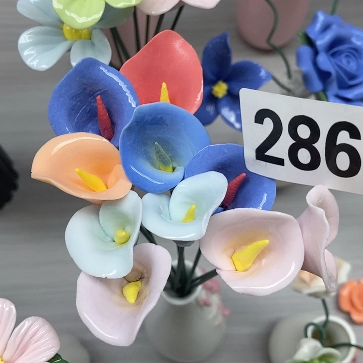 摆件手工制作陶瓷花10朵马蹄莲