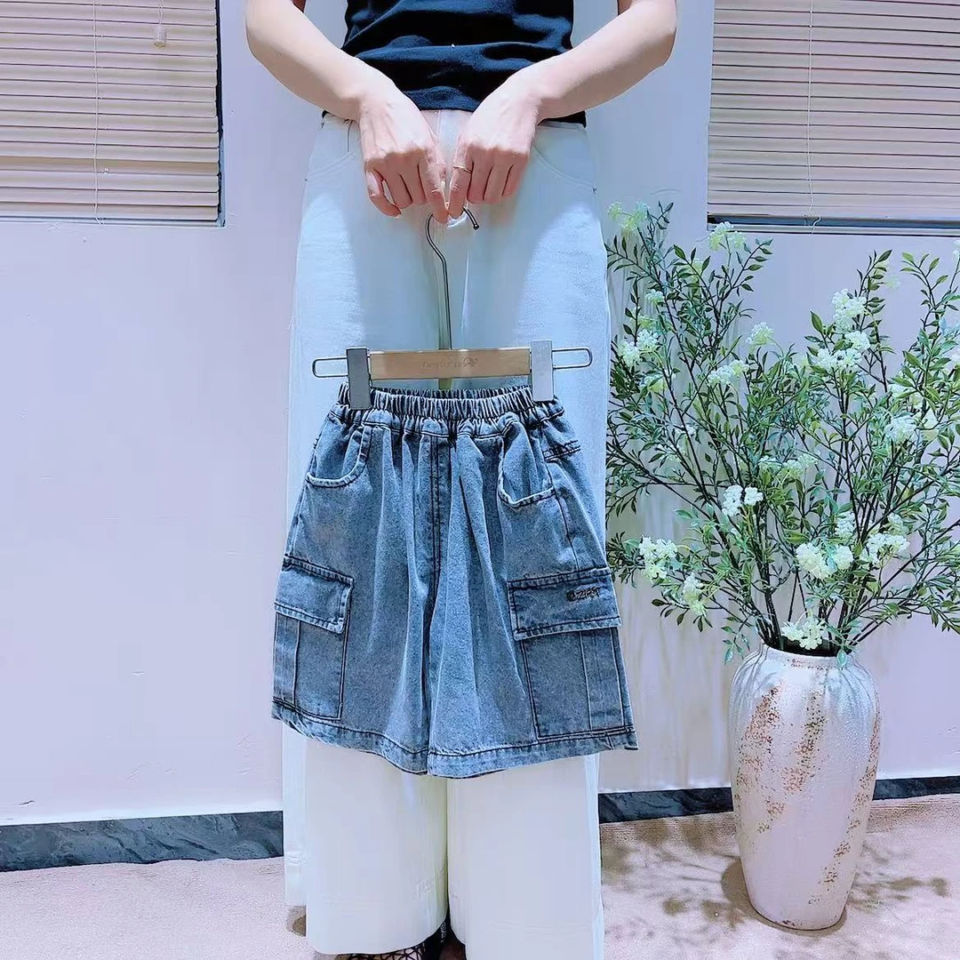 N4-1。2915 夏装韩版牛仔工装裤中裤儿童休闲百搭