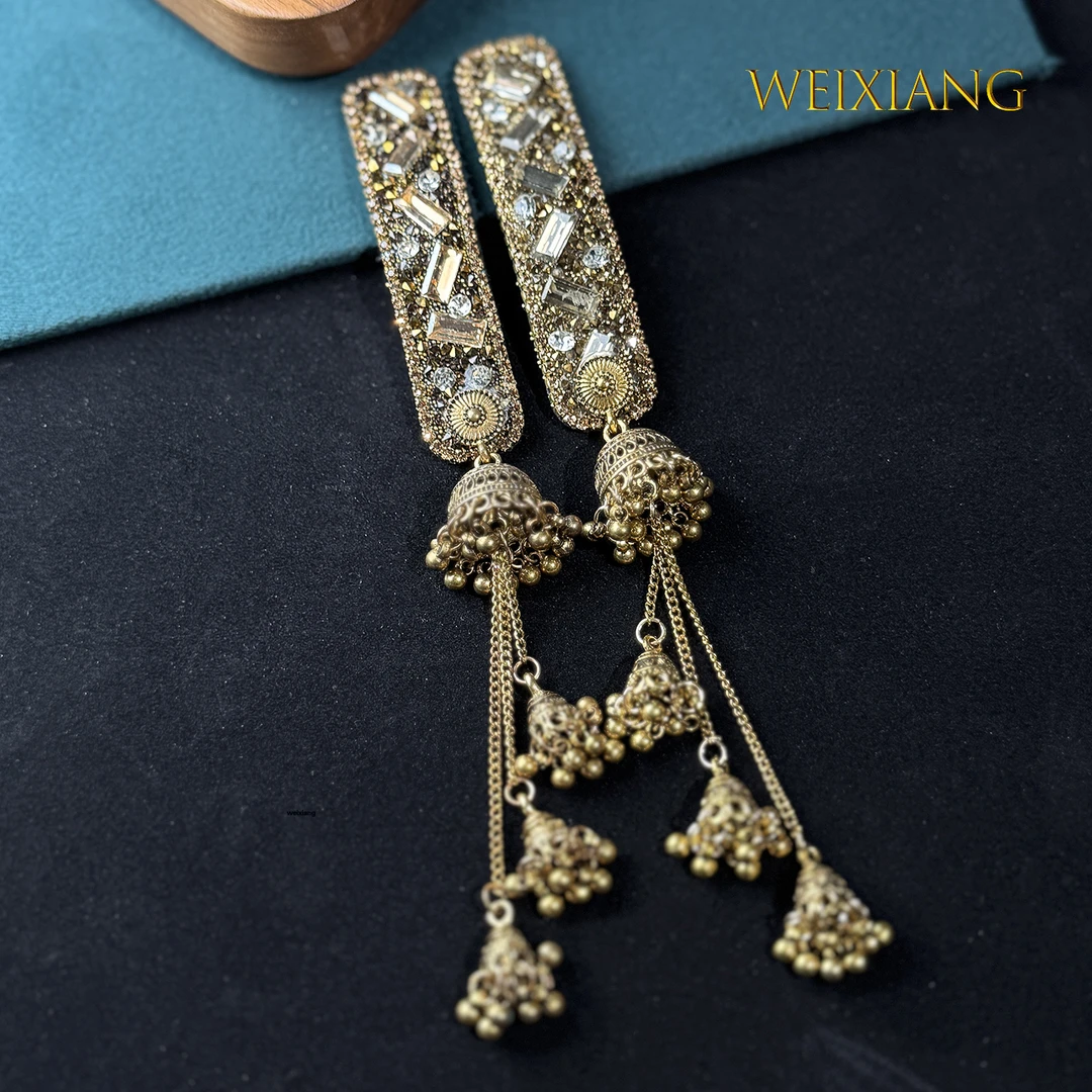 weixiang/薇香056新中式长款流苏掰掰夹BB夹流苏轻奢侧边发夹