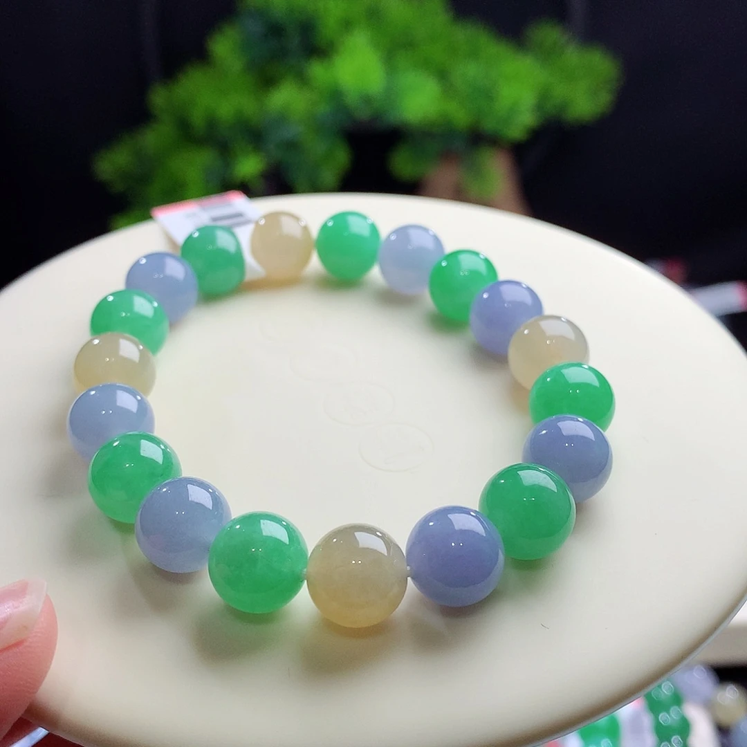 未镶嵌手串翡翠强推！卡10mm浓艳冰多宝