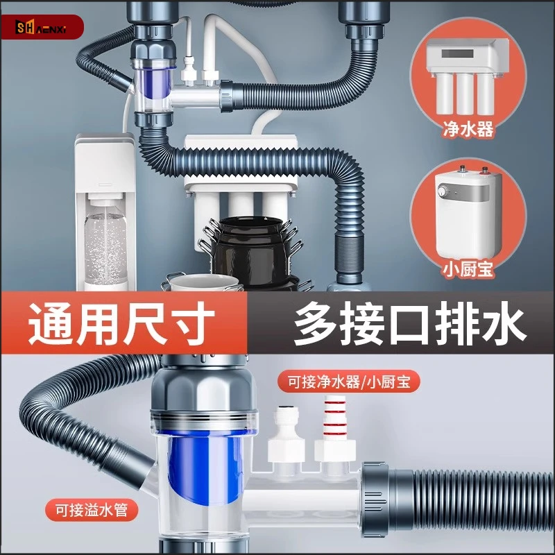 官方正品厨房洗菜盆水池喜爱水管配件单双水槽下水器排水管防臭三