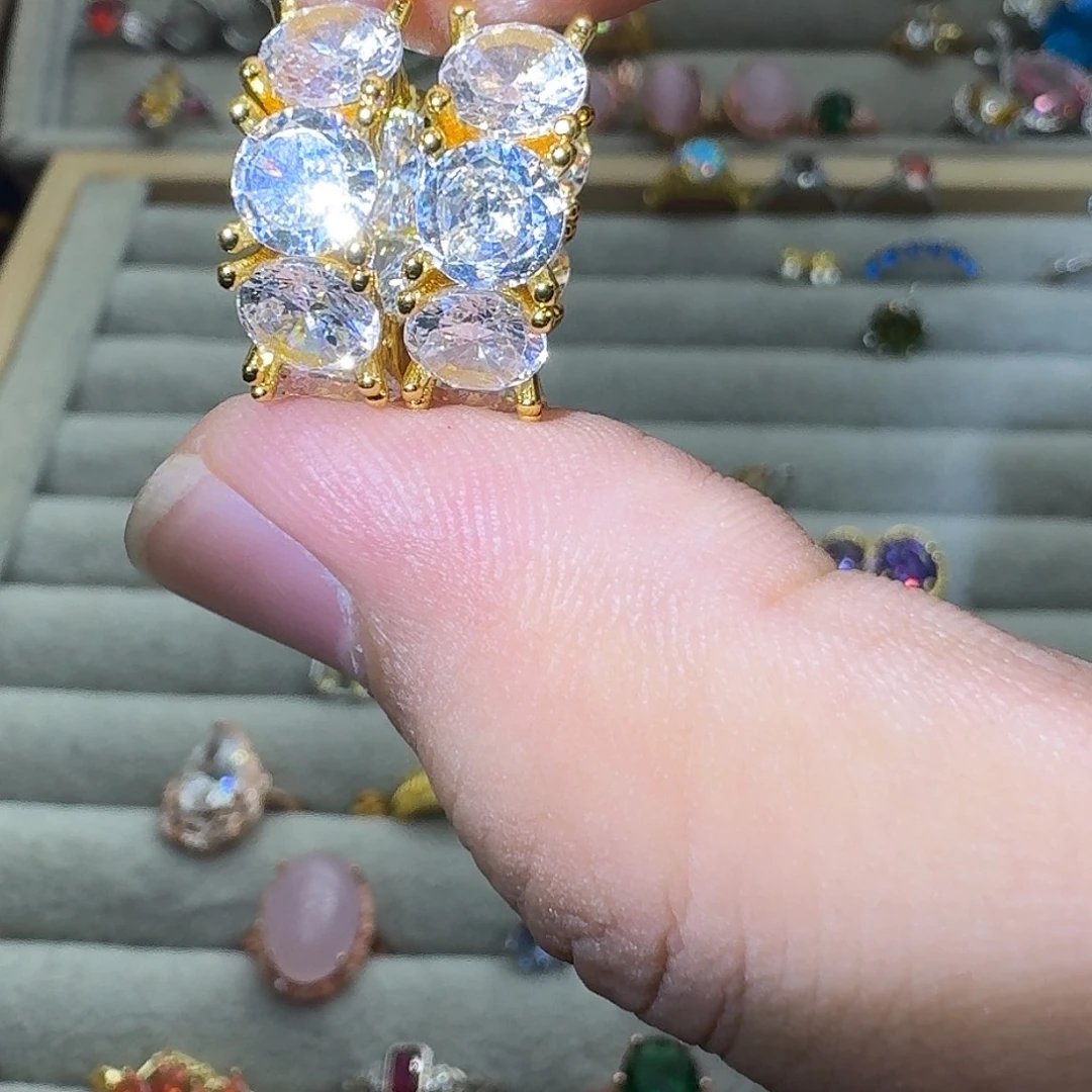 戒指银S925镶嵌水晶