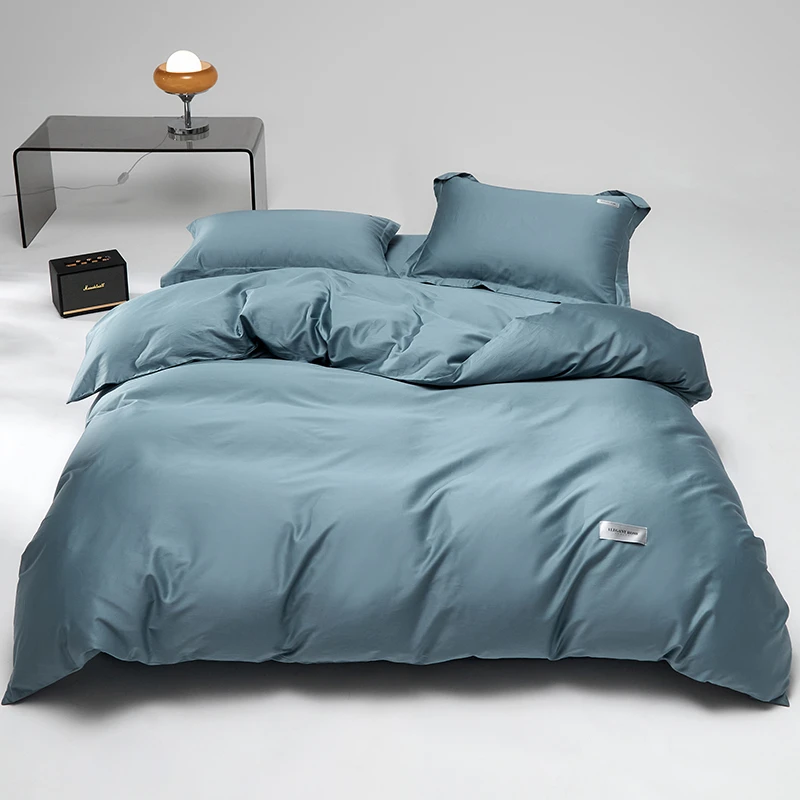 【高客定制款】100s全棉贡缎长绒棉床上四件套纯棉被套床单纯色轻奢