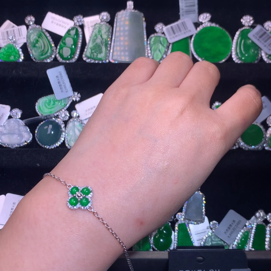 【闪购商品】银S925镶嵌手链翡翠天然翡翠