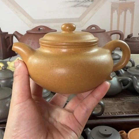 紫砂茶壶梨皮黄金段250cc