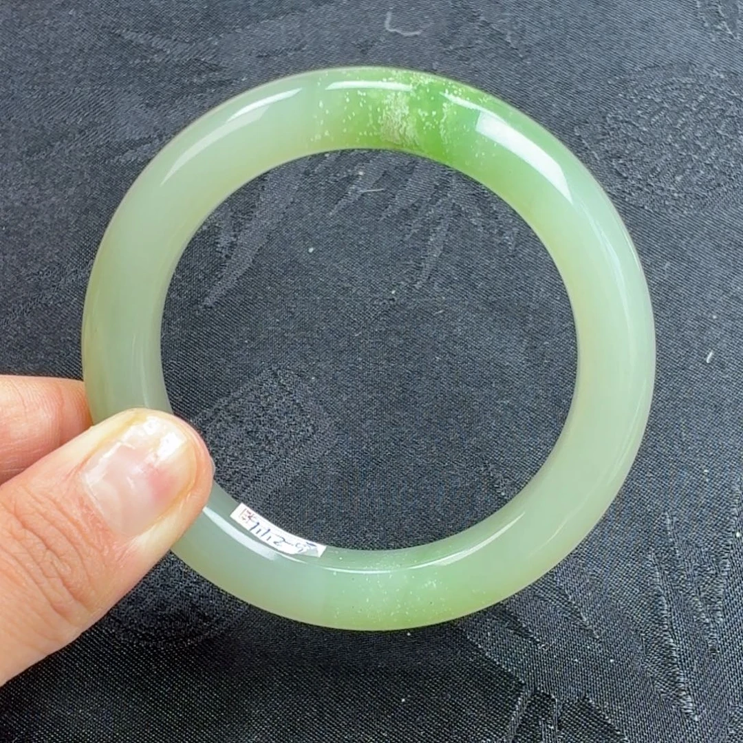 和田玉未镶嵌手镯翠青冰底推荐1号