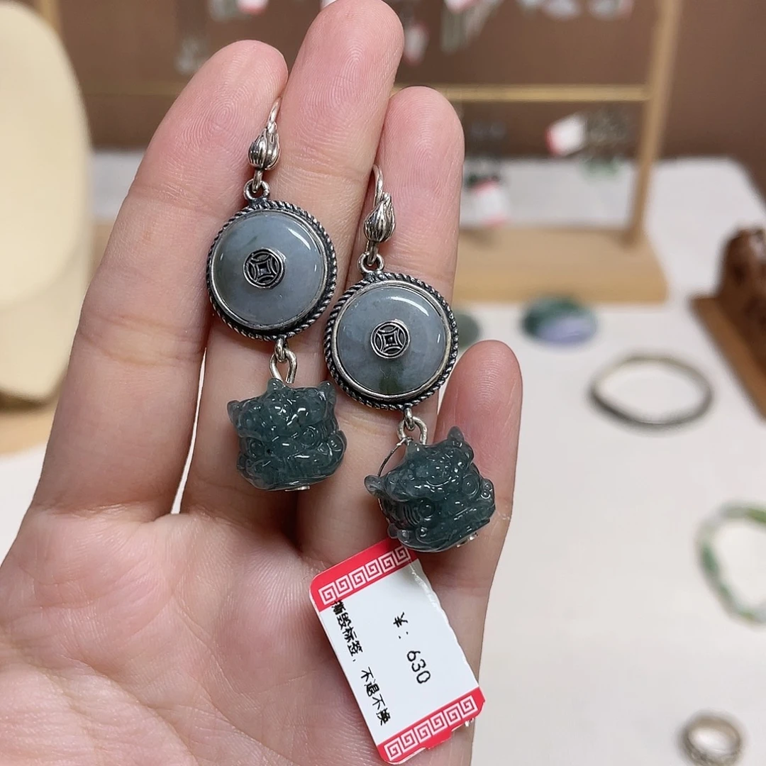 足银925银镶嵌耳环