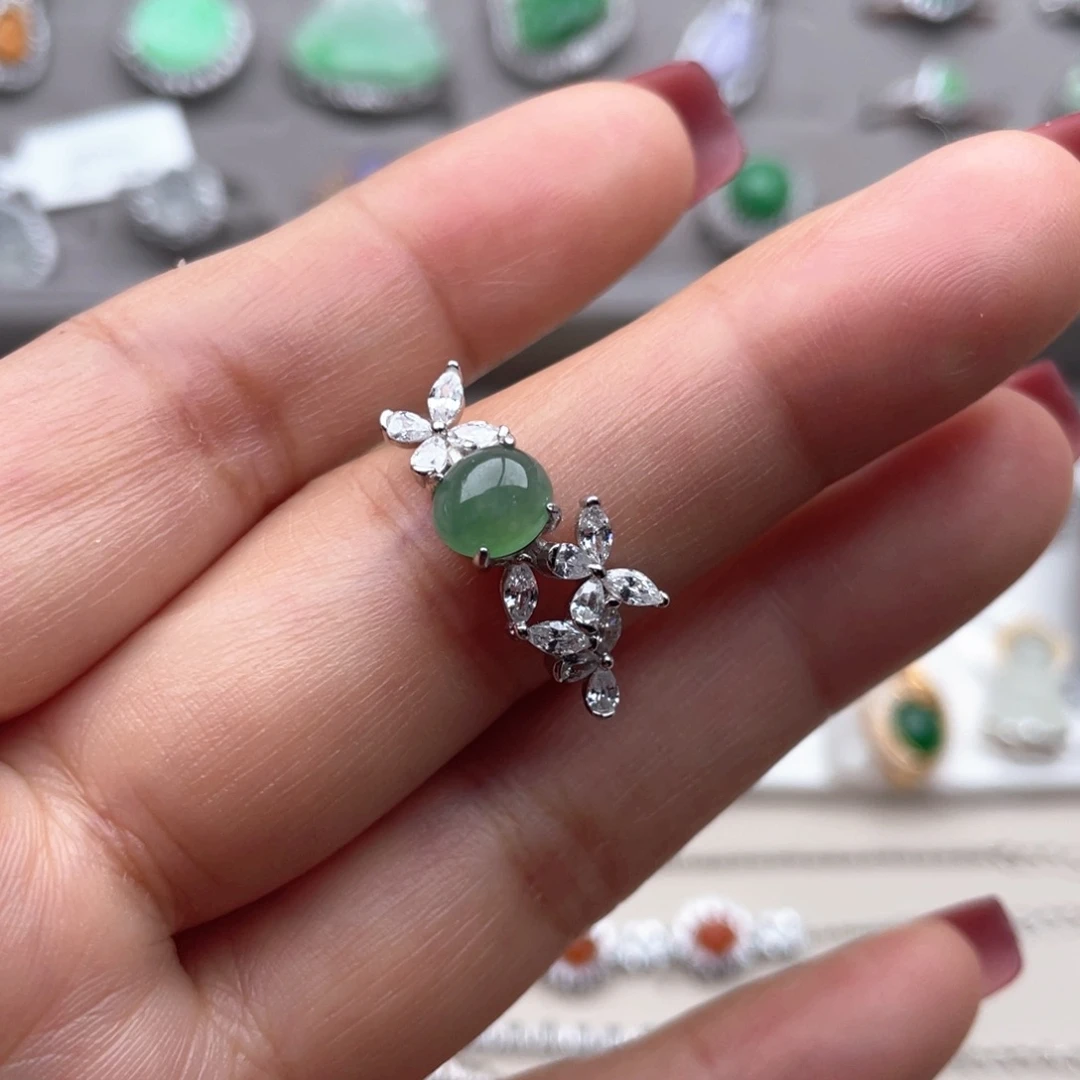 翡翠银S925镶嵌戒指