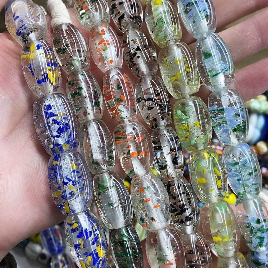 颈饰琉璃尼泊尔飘彩长瓜珠一条