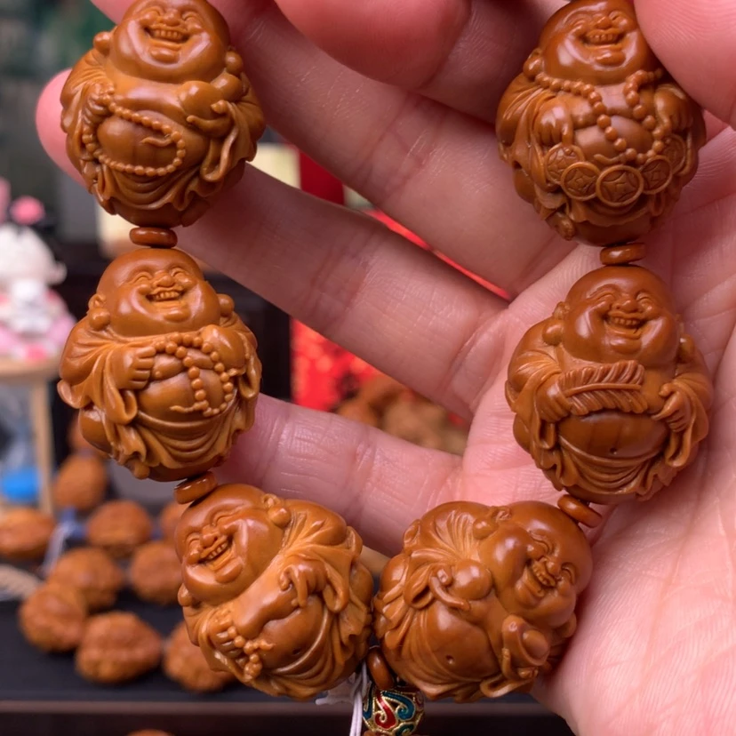 【闪购商品】橄榄核手串/手链恭**財八宝弥勒