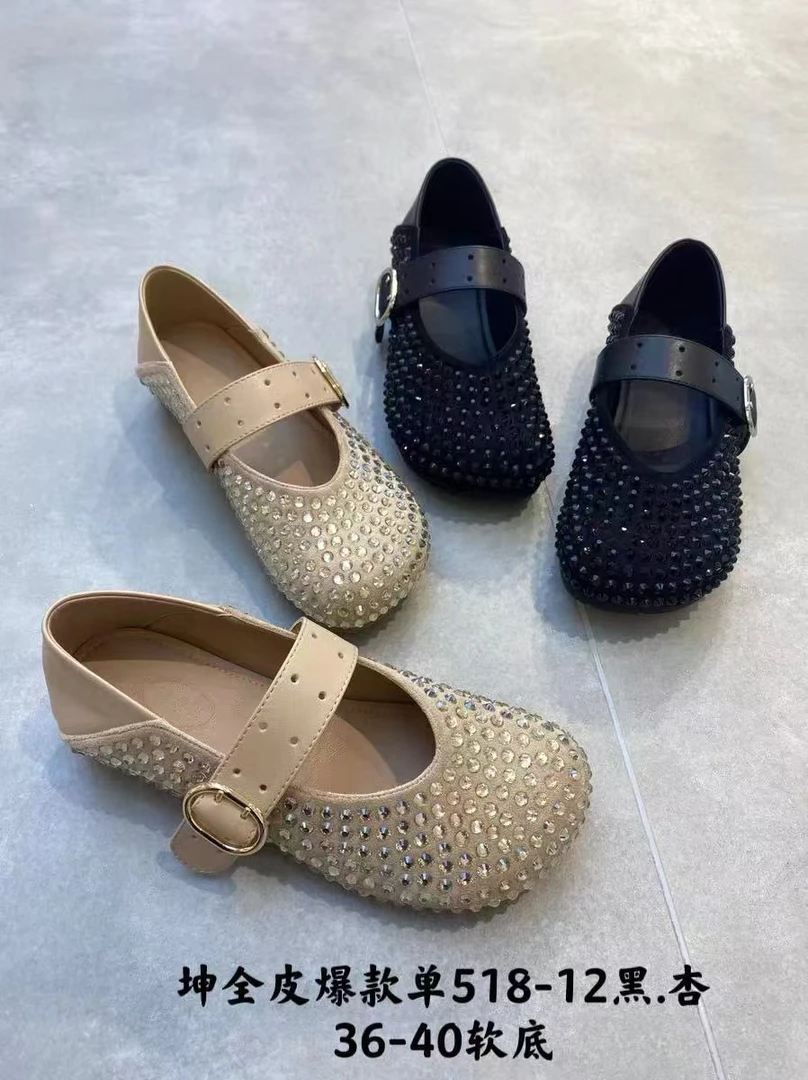 贵族女人家亮钻舒适奶奶鞋