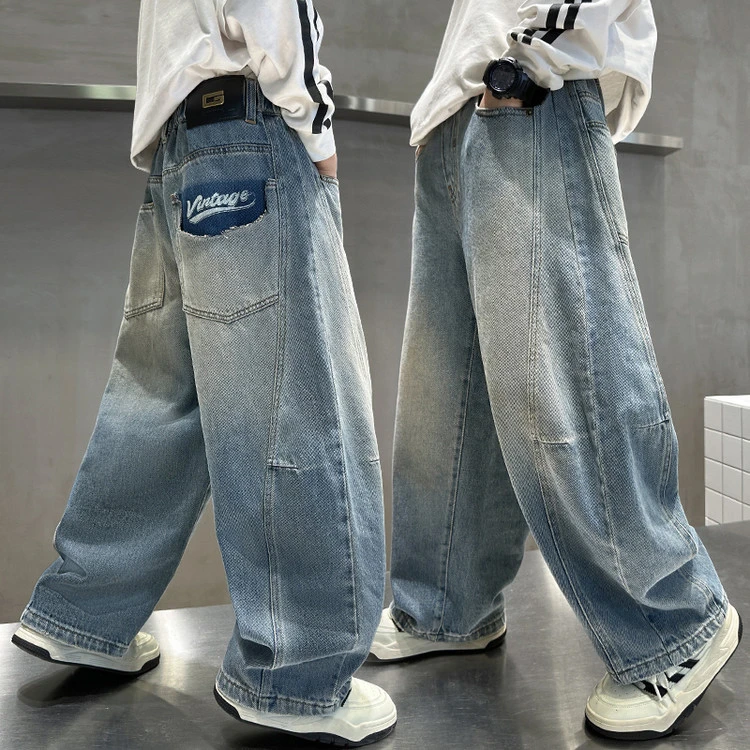 男童牛仔裤儿童裤子痞帅男孩春装2025新款长裤春秋款大童裤潮休闲