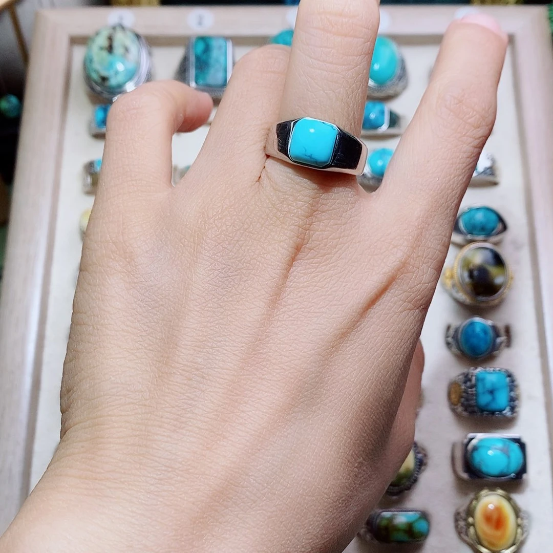 有***来绿松石银S925镶嵌颈饰