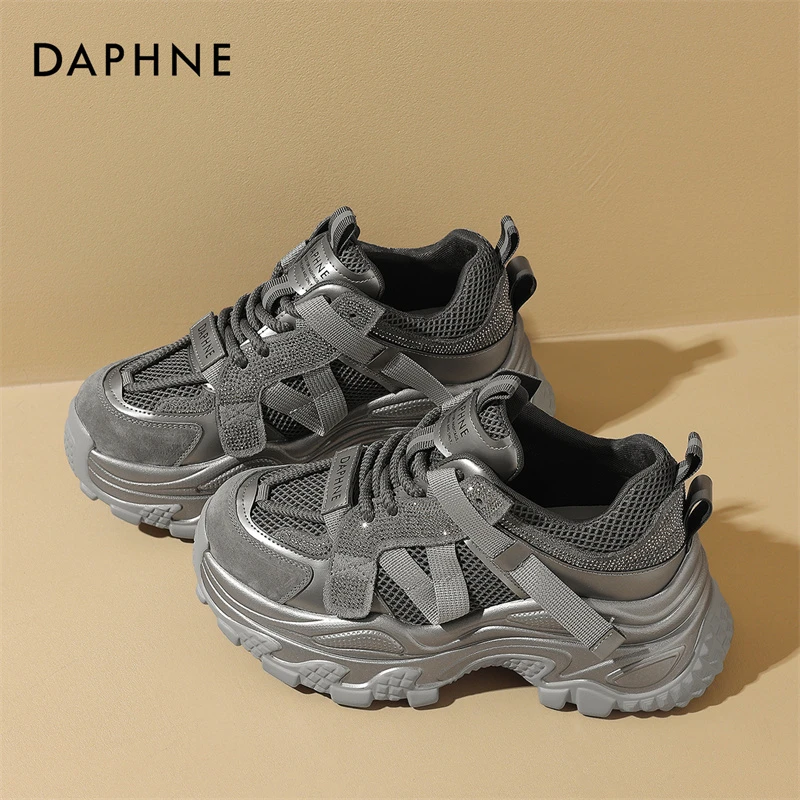 达芙妮爆款2025年新款厚底老爹鞋女夏季小个子增高休闲运动鞋百搭