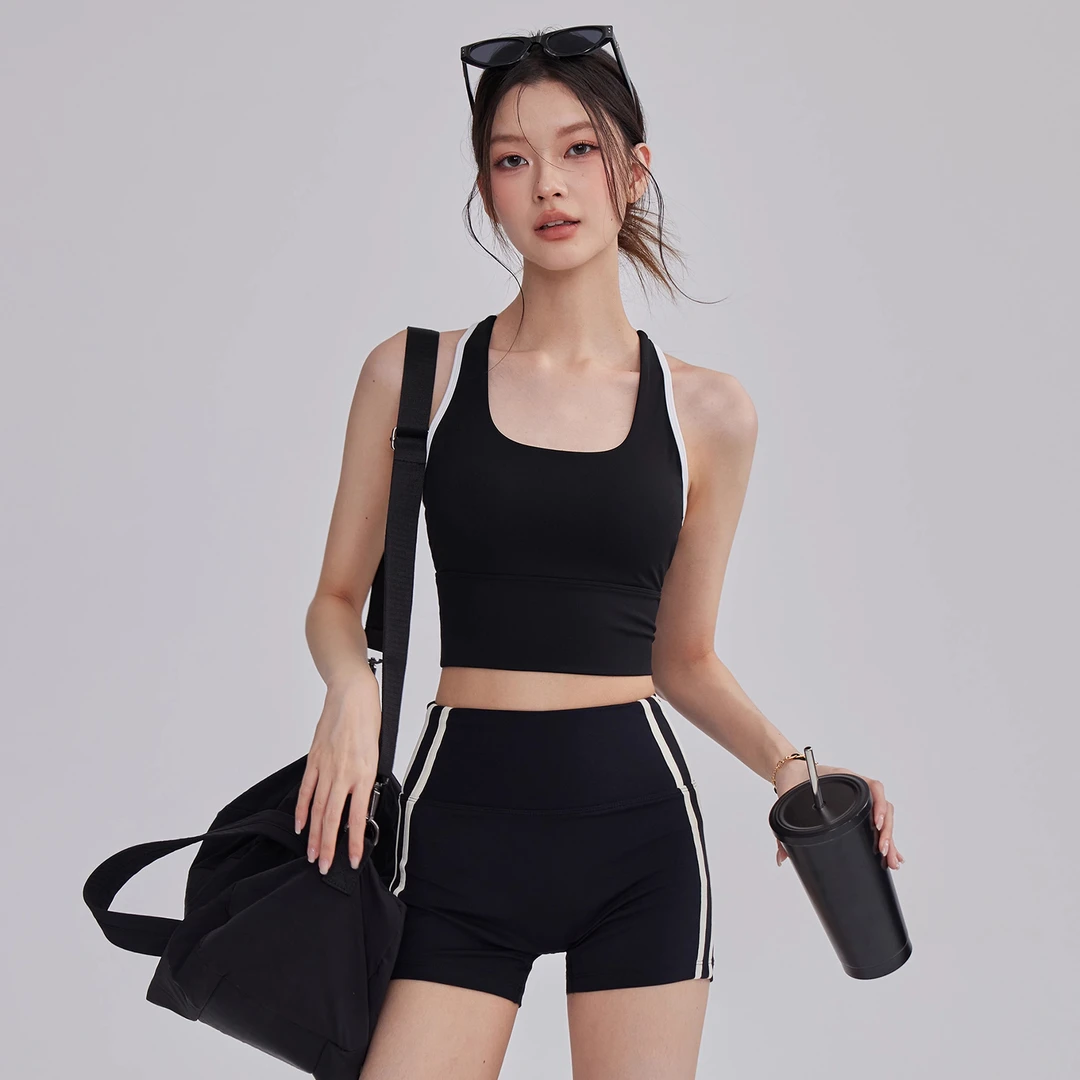 工字运动内衣女速干夏季高强度辣妹瑜伽服套装户外跑步健身两件套