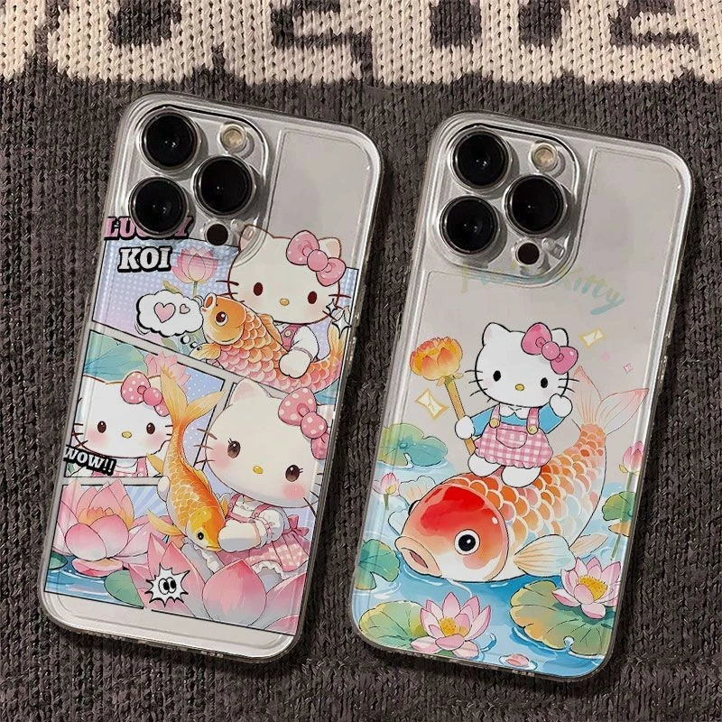 KT猫锦鲤太空手机壳适用于苹果16透明iphone14保护壳1512pro
