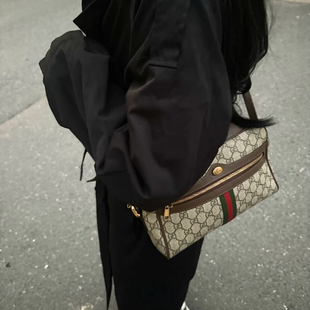 95新 GUCCI/古驰 经典老花相机包斜挎包