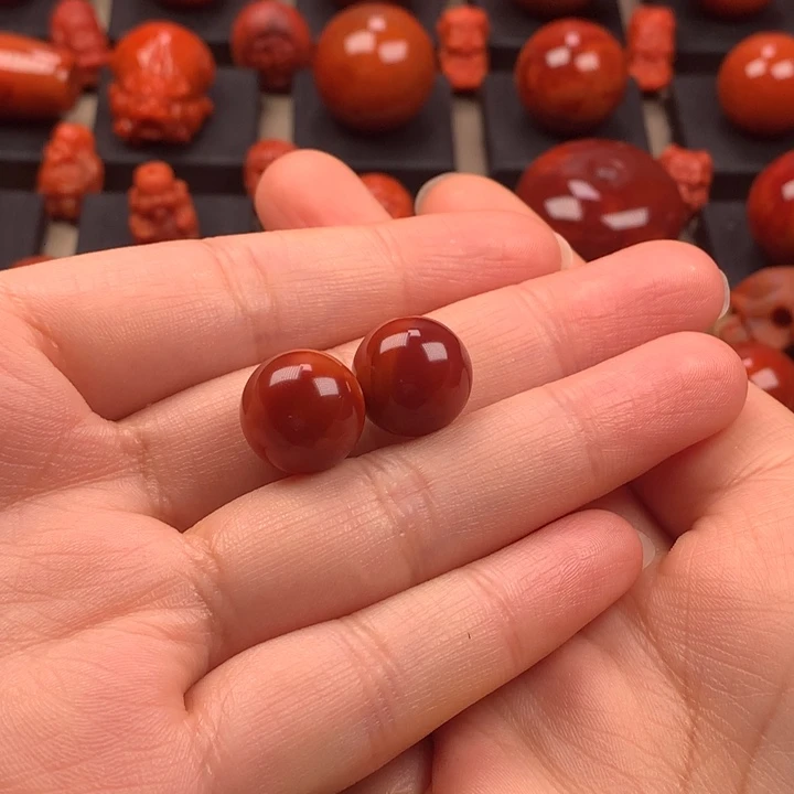 我***。未镶嵌老型对珠13MM+南红玛瑙