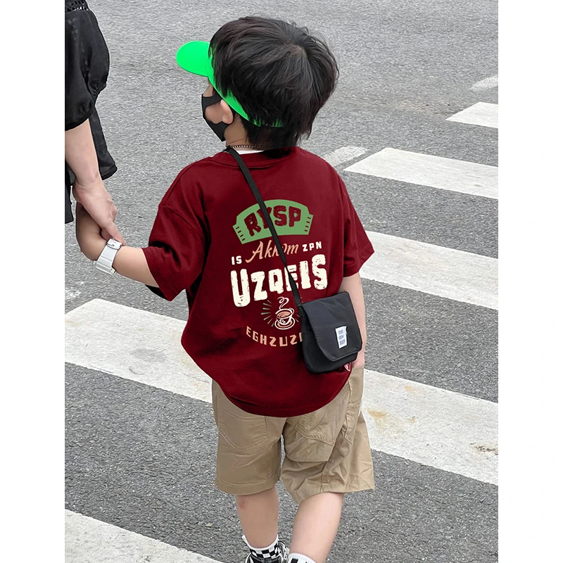 【亲子装】韩版儿童短袖夏季圆领洋气男童宝宝宽松T恤半袖上衣印花