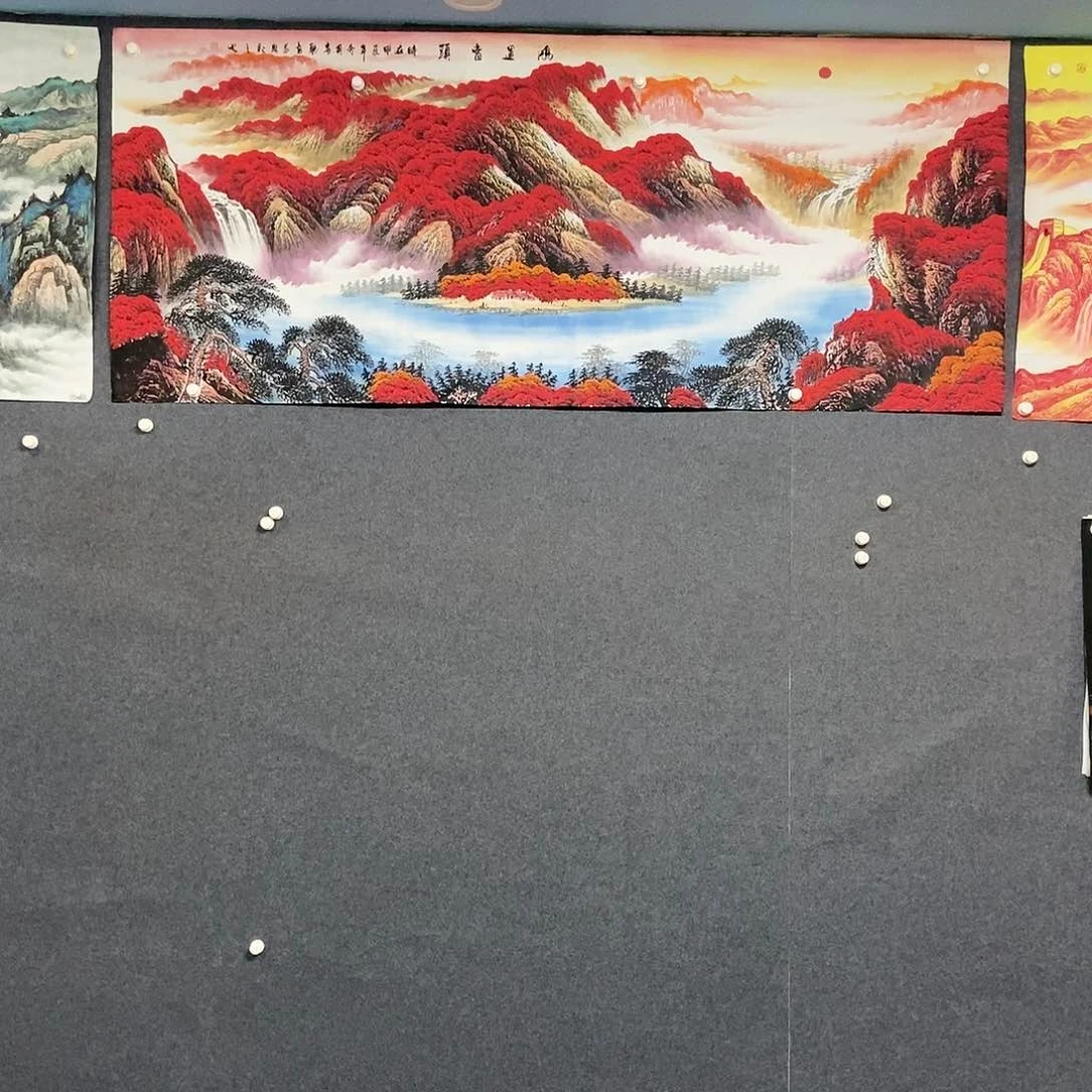 国画扎**勒小八尺山水一副