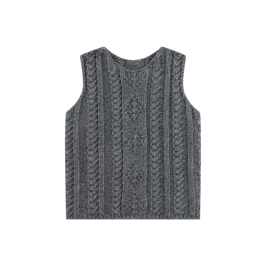 【HAMI火腿专属】冬季新款时尚复古设计感圆领针织背心无袖648011