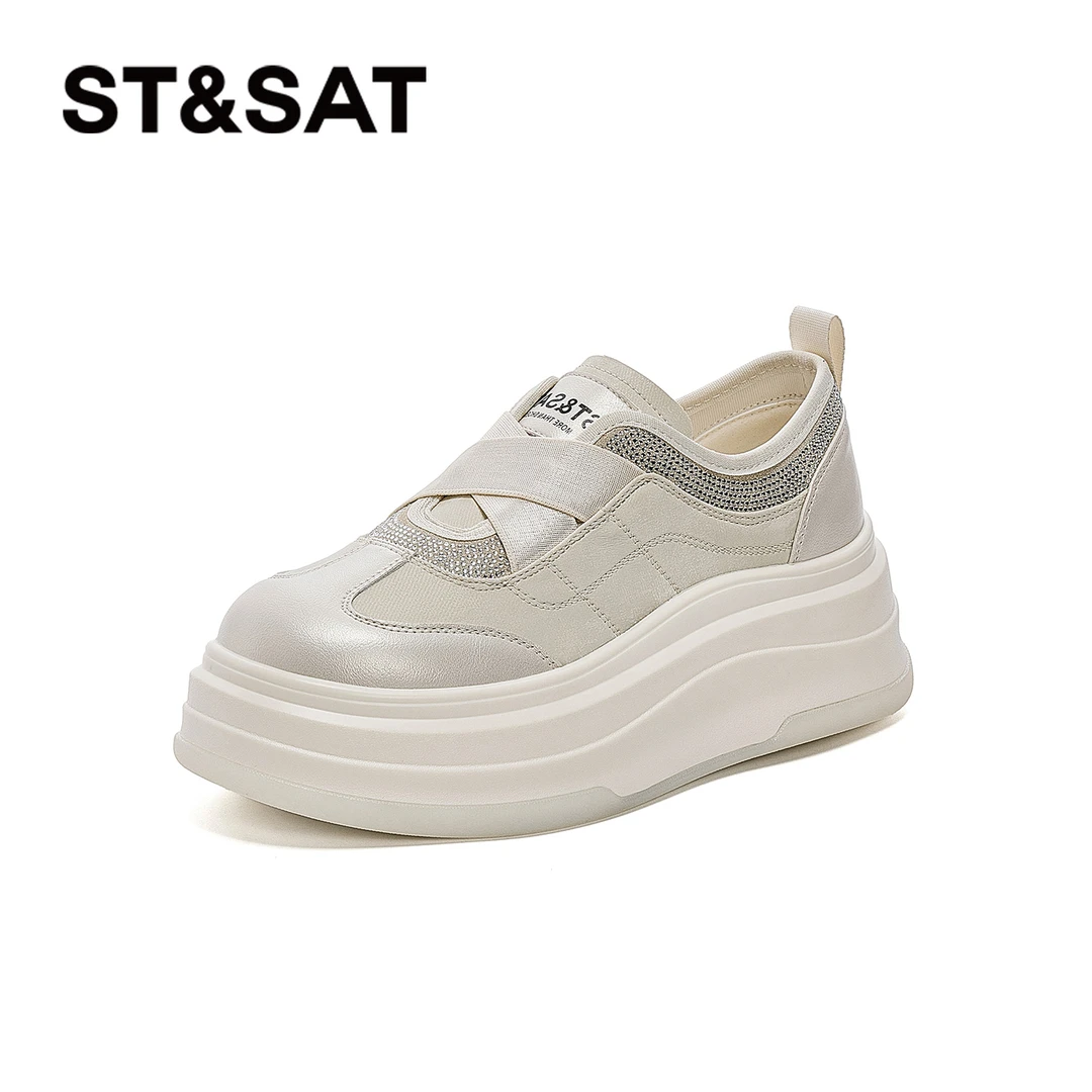 星期六女鞋百搭厚底一脚蹬增高秋季时尚休闲鞋网面休闲鞋blokette