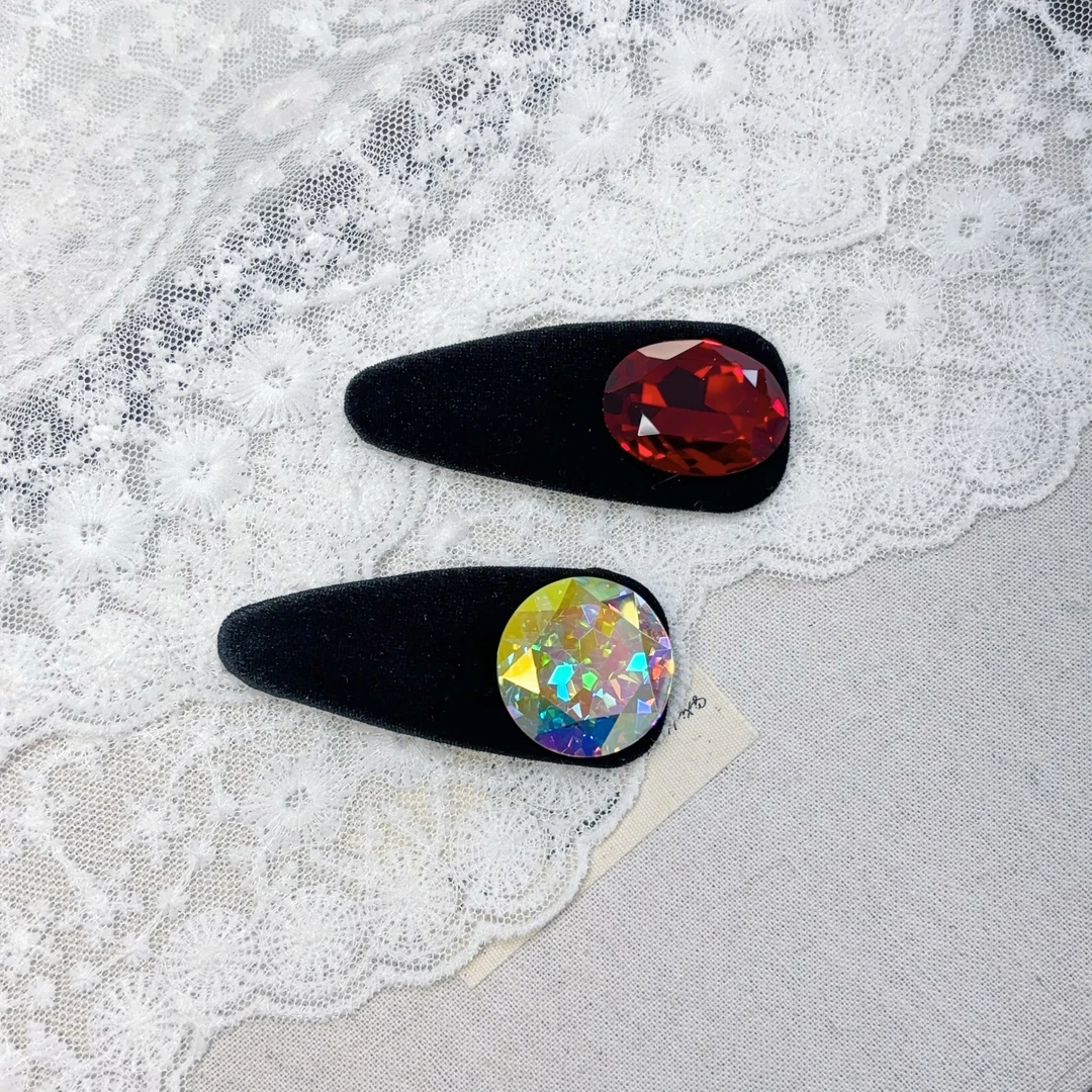 韩国饰品发饰丝绒高品质钻掰掰夹