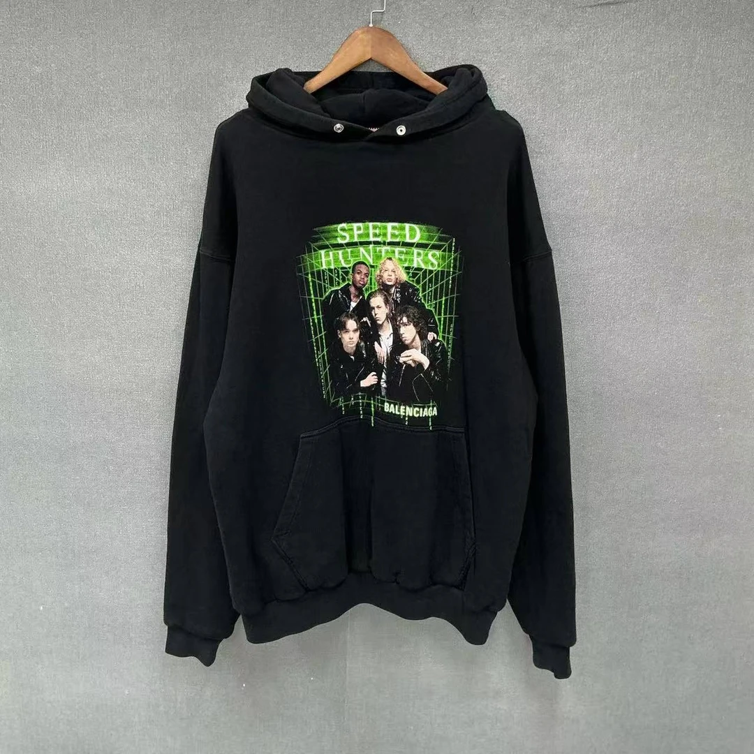 99新 Balenciaga/巴黎世家 （pm） 人像乐队印花帽衫卫衣 xs码/6056