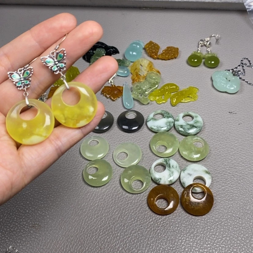 【闪购商品】蛇纹石玉未镶嵌挂件耳饰耳环项链