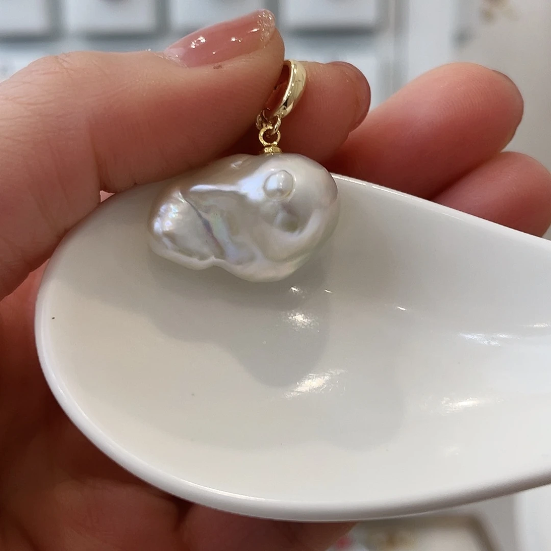 淡水珍珠天然珍珠巴洛克银S925镶嵌