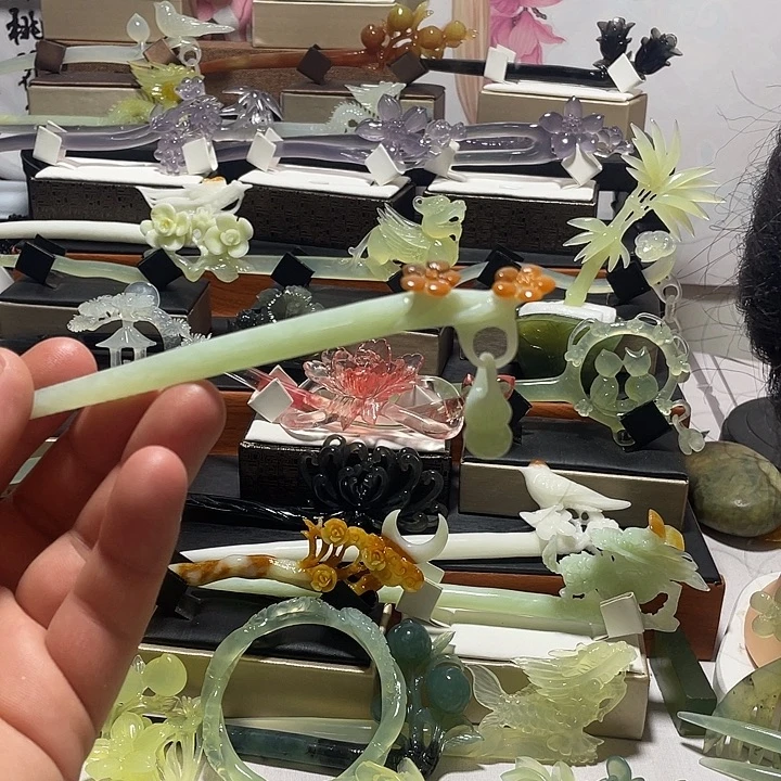 蛇纹石玉合金发饰