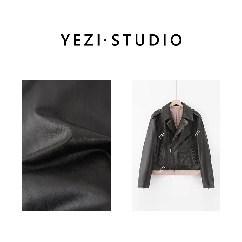 【雅痞女一号】2025早春新品進口擦色小牛皮设计款皮衣25124009-2/5