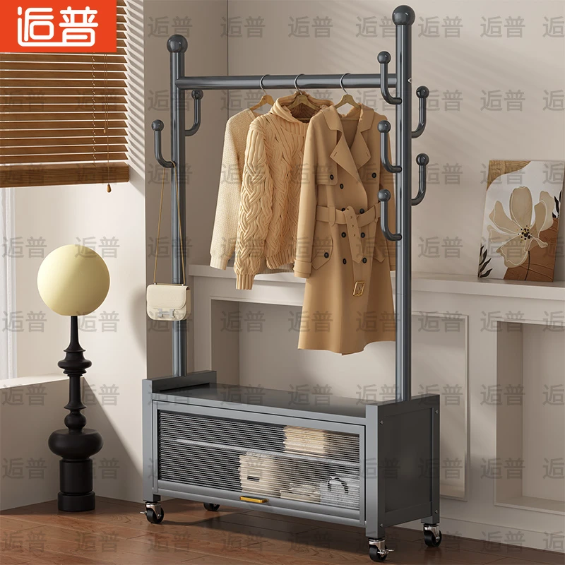 加粗移动衣帽架防尘收纳一体挂衣架家用落地式房间客厅挂衣挂包架