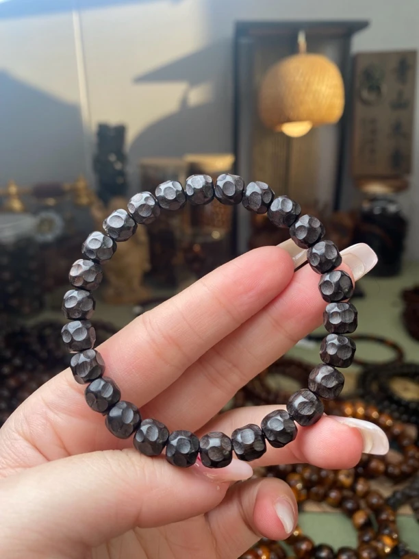 乌木紫光檀超精工雕刻，无相珠7.5×8mm手串