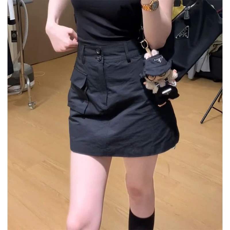 萱贝纯韩版气质百搭A字半身裙女2025夏季小心机洋气减龄工装裤裙