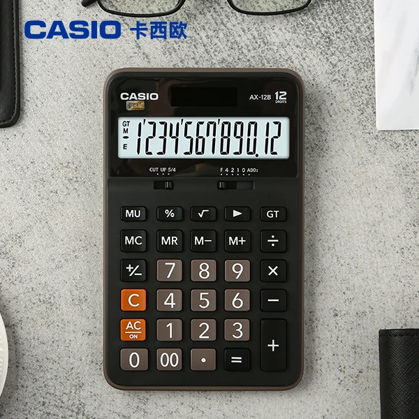 卡西欧AX-12B非语音计算器学生财务会计小号办公用品文具
