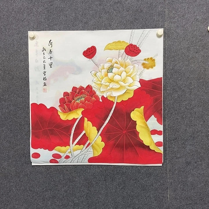 国画四尺斗方工笔花鸟