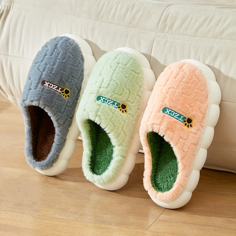 [反季促销] 2025新款冬季加绒加厚家居家用毛绒保暖情侣棉拖鞋