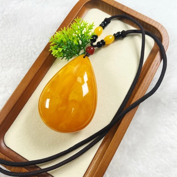 W154古巴新蜜蜜糖红双面大水滴吊坠毛衣链