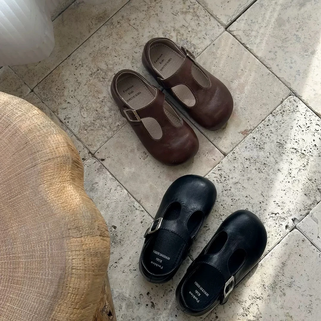 韩版儿童丁字小皮鞋2025春季新款女童学院风公主鞋软底单鞋