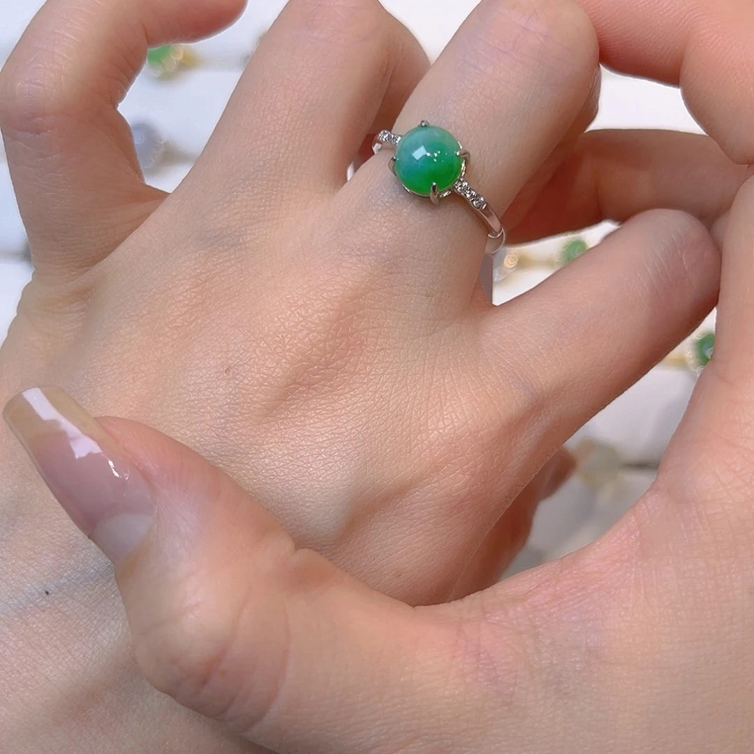 翡翠银S925镶嵌戒指