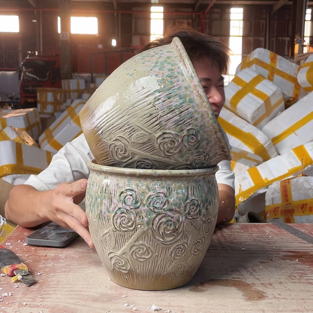 宜兴紫砂粗陶花盆