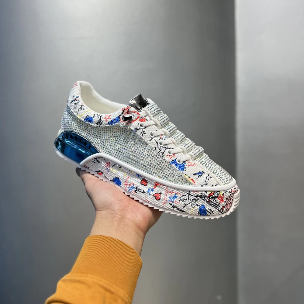 闪光漆皮烫钻亮片一脚蹬包底鞋时尚百搭舒适男士潮流小众休闲鞋