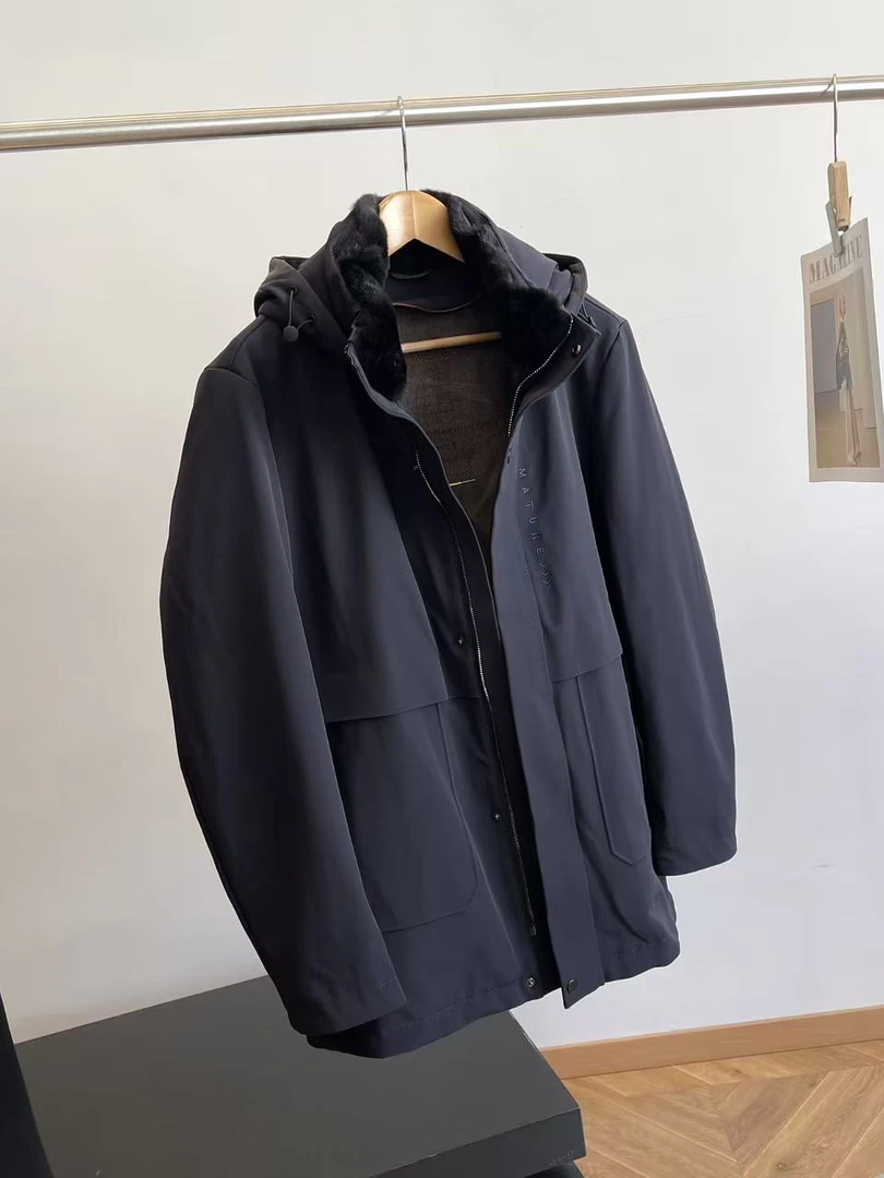 特！可拆兔毛+90白鸭绒内胆！ 中长款暖芯商务羽绒服C39 男装 H7146