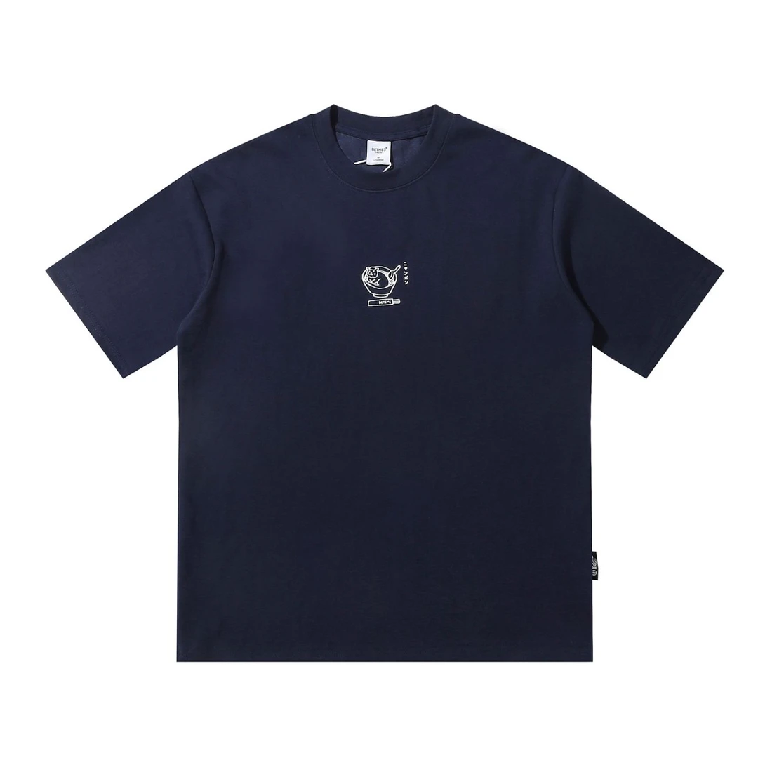 夏季重磅纯棉宽松时尚T恤潮流男士日系韩版国潮短袖GW24017